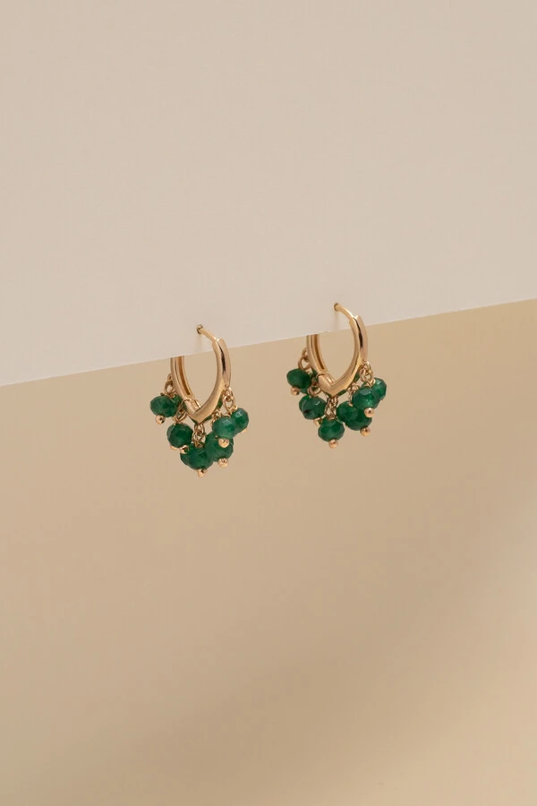 Brinco Biarritz Argola Cachinho Jade Banho Ouro 18k