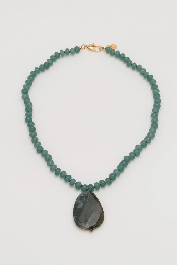 Colar Jade Agatha Musgo Banho Ouro 18K