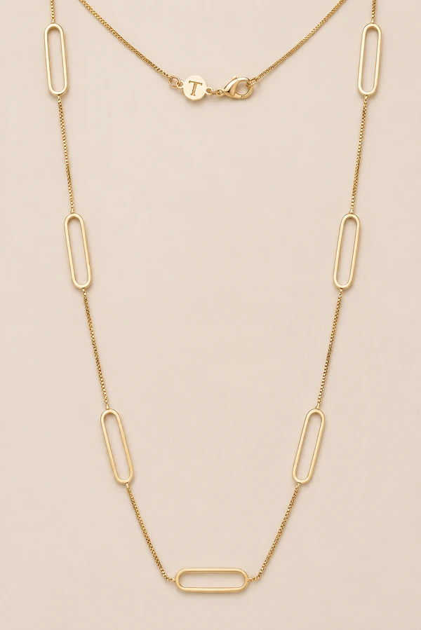 Colar Dourado Longo Elos Slim