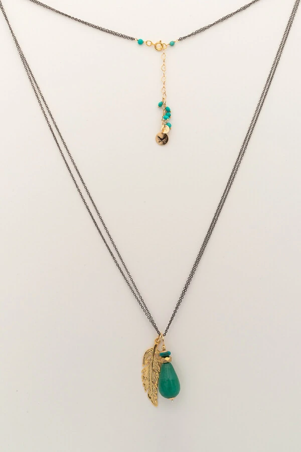 Colar Gaia Gota Jade Verde Banho Ouro 18k