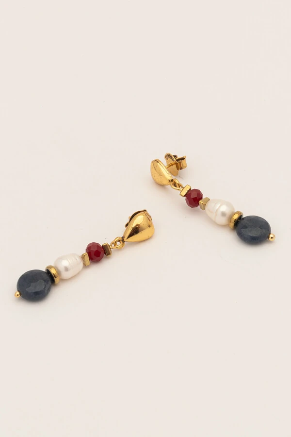 Brinco Sodalita Pérola Natural Ouro Vintage