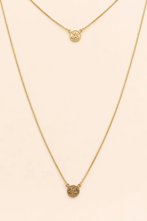 Colar Escapulário São Miguel Banho Ouro 18K