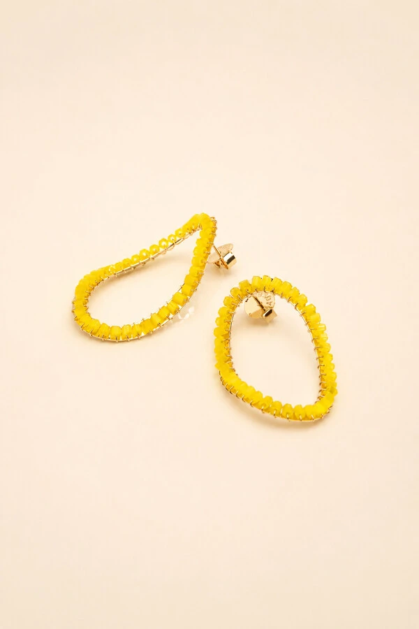 Brinco Dourado Oval Vidrilho Lime