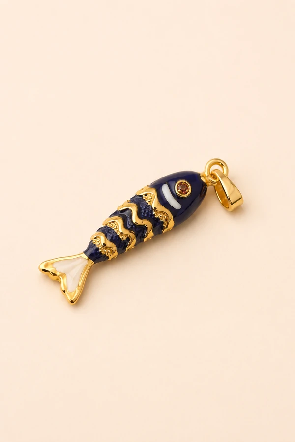 Pingente Dourado Peixinho Esmaltado