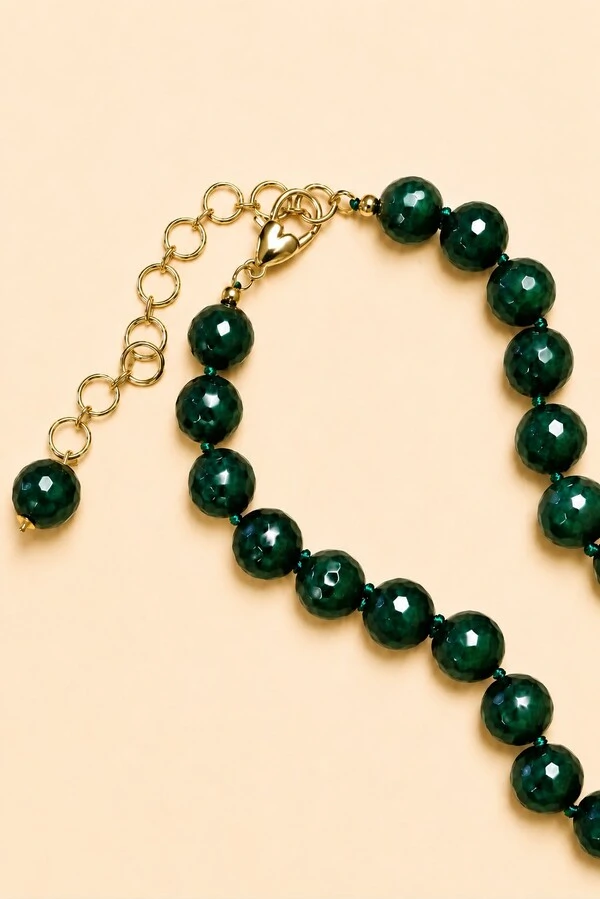 Colar Ayla Jade Verde Banho Ouro 18K