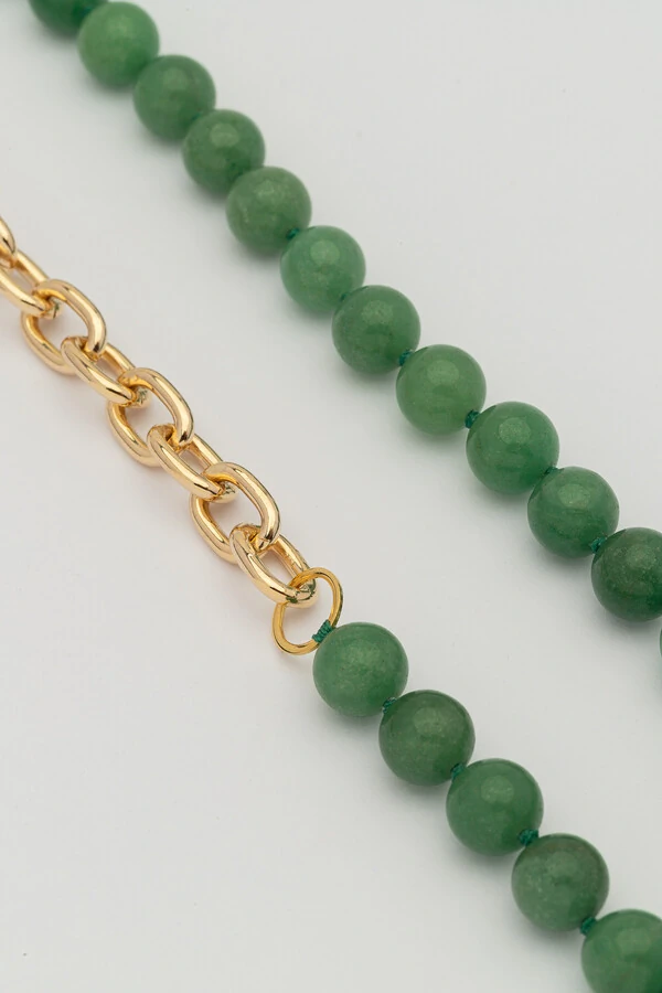 Colar Dourado Jardins 2 em 1 Jade Verde