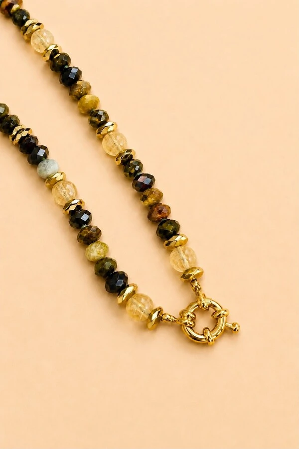 Colar Mix Pedras Banho Ouro 18K