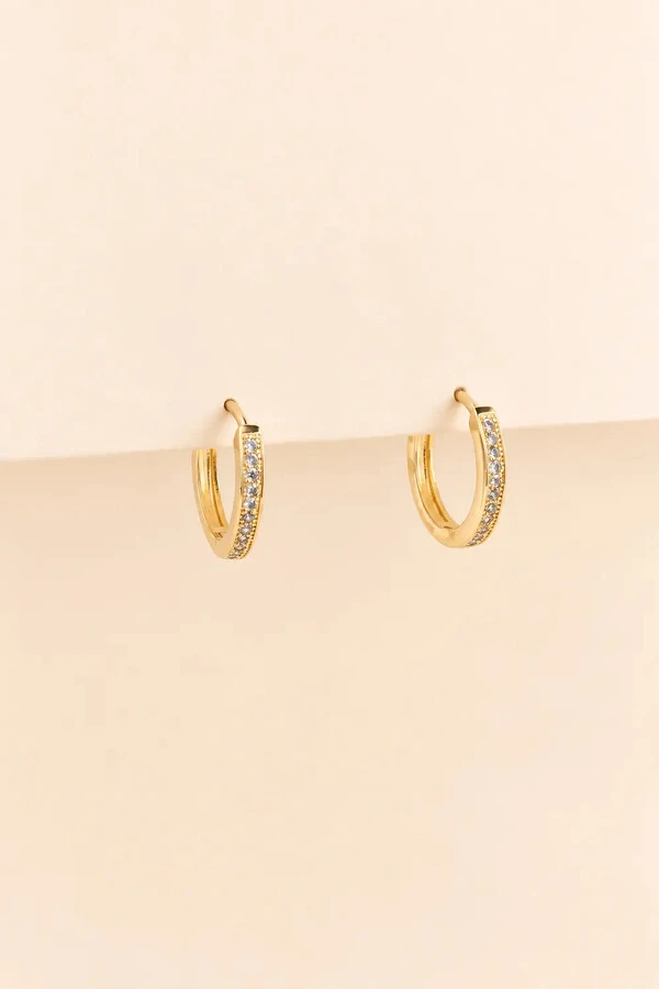 Brinco Argola Zircônia Banho Ouro 18K