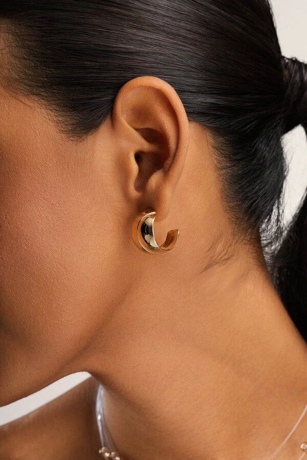 Brinco Argola Dourada Fita Dupla