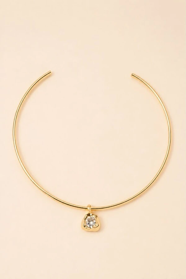 Colar Aro Dourado Vesúvio Zircônia Cristal