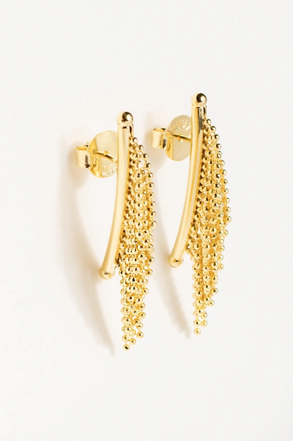 Brinco Dourado Palito Com Franja