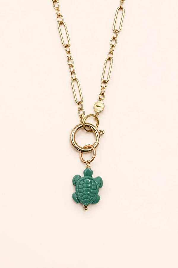 Pingente Tartaruga Turquesa Banho Ouro 18K