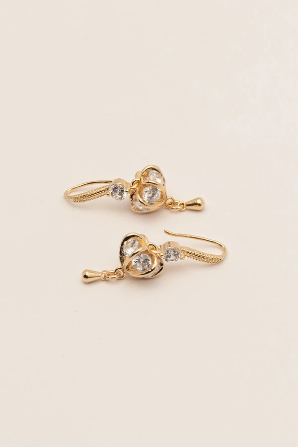 Brinco Dourado Pendente Zircônia Cristal