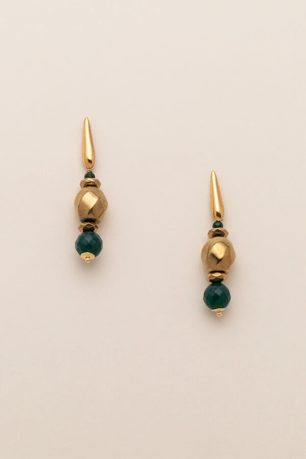 Brinco Ouro Vintage Gaia Jade Verde