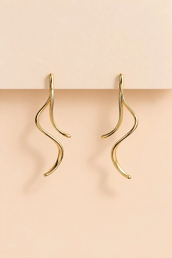 Brinco Orgânico Onda Dourado
