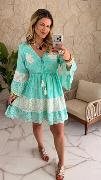 Vestido Boho Chic Curto Dália