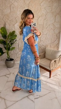 Vestido Boho Chic Celeste