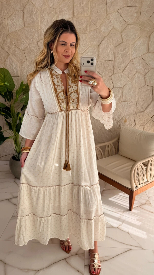 Vestido Boho Chic Pérola