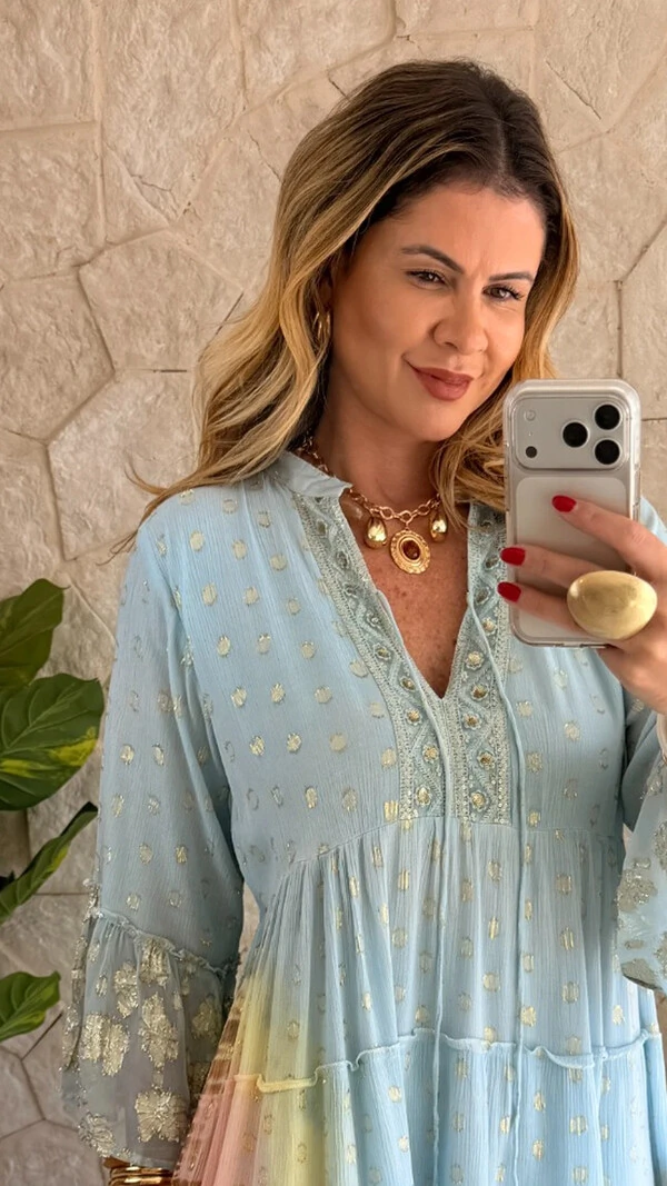 Vestido Boho Curto Aquarela