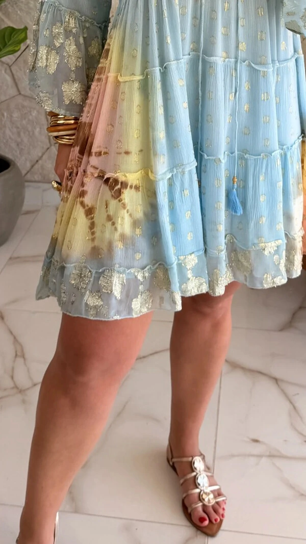 Vestido Boho Curto Aquarela