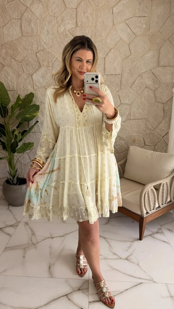 Vestido Boho Curto Aquarela