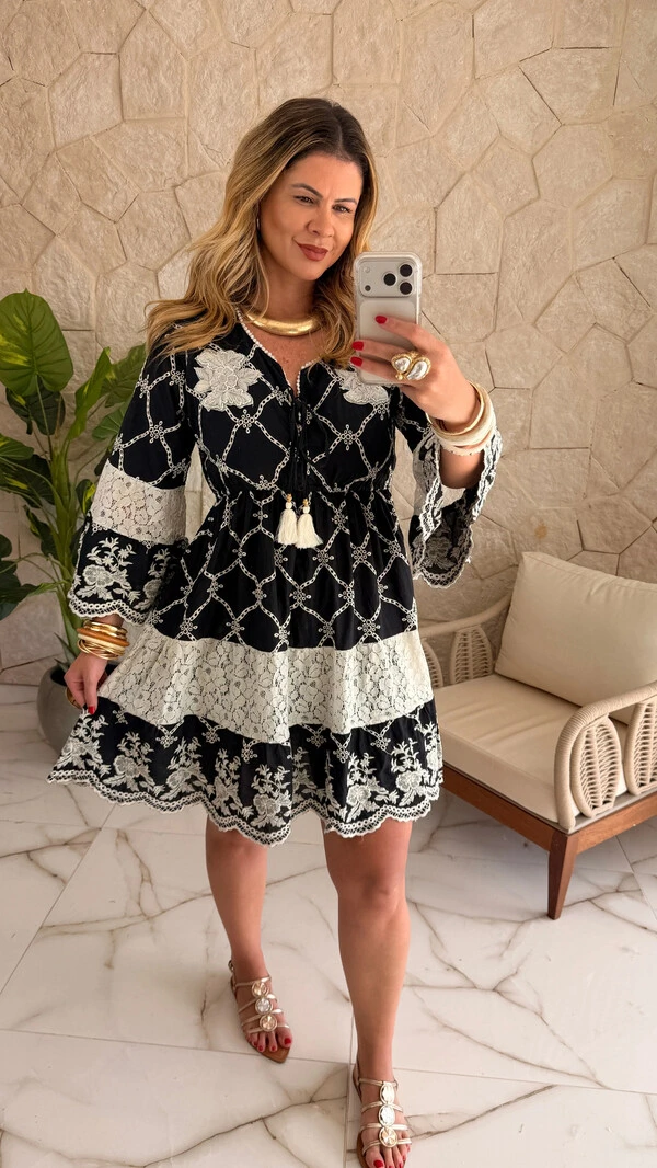 Vestido Boho Chic Curto Dália