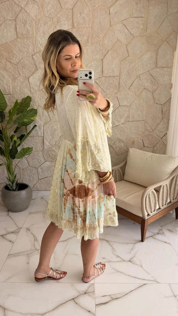 Vestido Boho Curto Aquarela