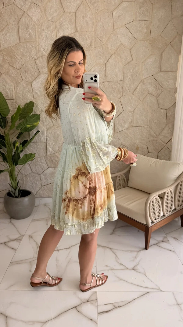 Vestido Boho Curto Aquarela