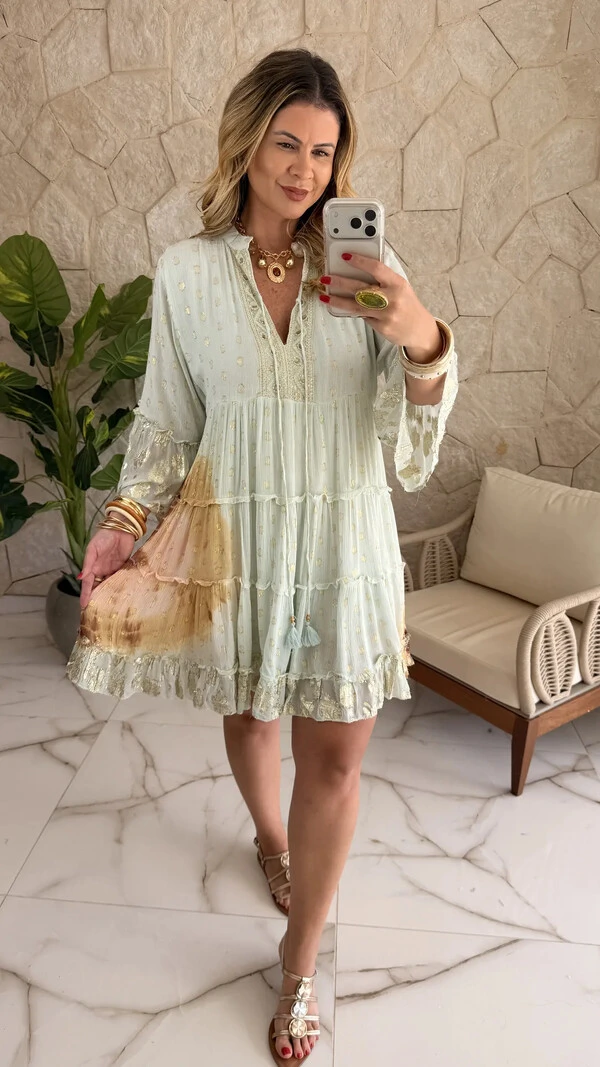 Vestido Boho Curto Aquarela