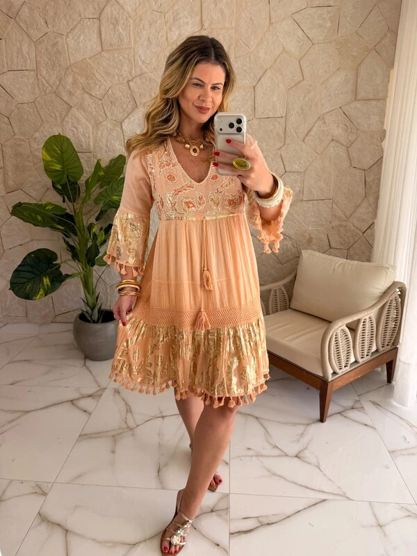 Vestido Boho Chic Curto Elara