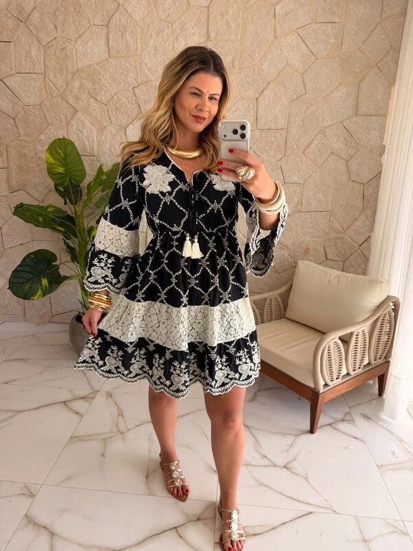 Vestido Boho Chic Curto Dália