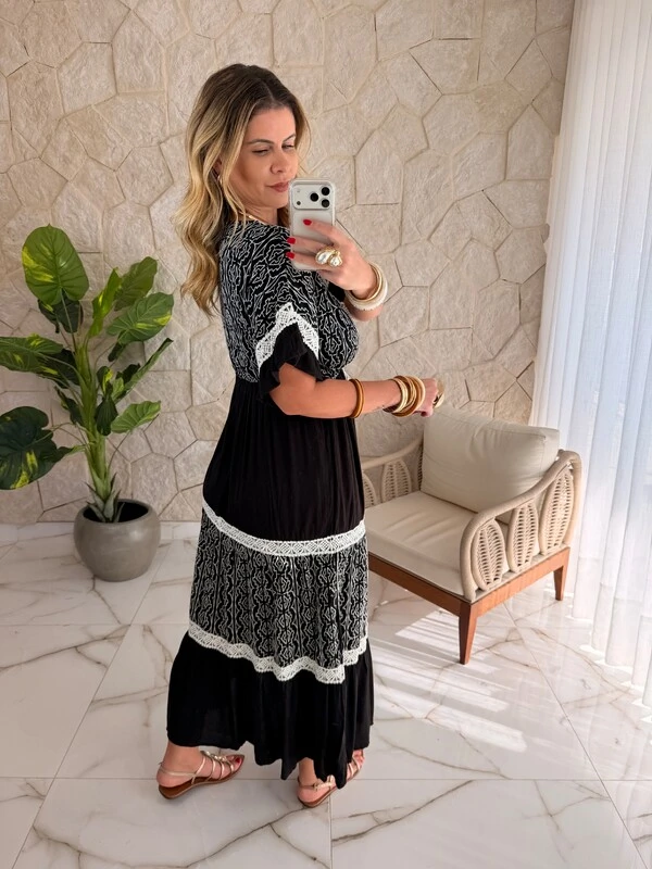 Vestido Boho Chic Ônix