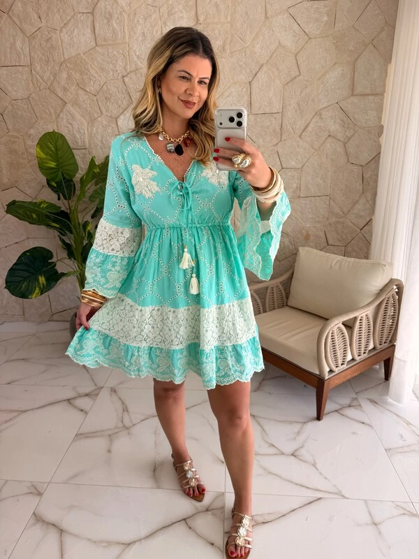 Vestido Boho Chic Curto Dália