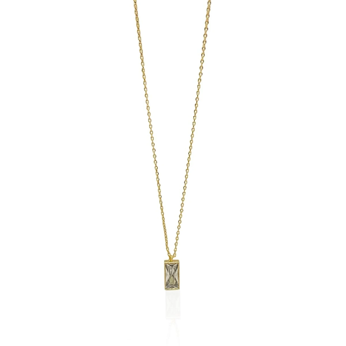 FotoColar Corrente Cadeado Pingente Retangular Cristal