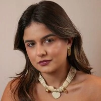 Choker Bandana Manteiga Pingente Coração Nude