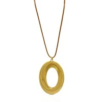 Colar Fio Marrom Pingente Oval Vazado