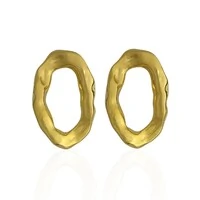 Brinco Médio Aço Oval Vazado Orgânico