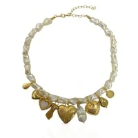 Colar Pérola Barroca Com Pingente Coração