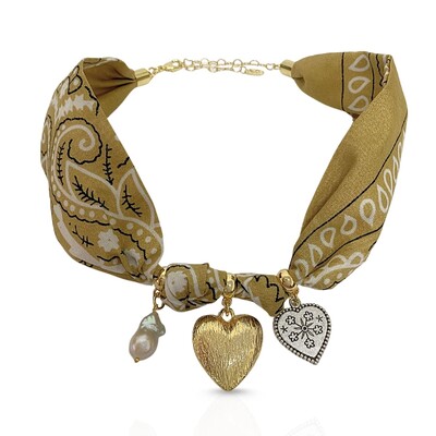 Foto Choker Lenço Nude Com Pingente de Corações
