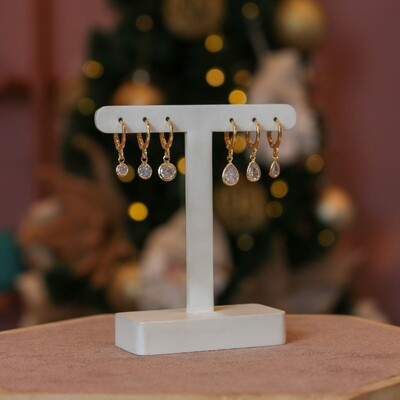 FotoTrio De Argolas Com Pingente Ponto De Luz Três Tamanhos