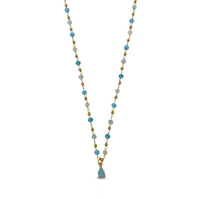 Foto Choker Mini Cristais Azul Bebê com Pingente Gota