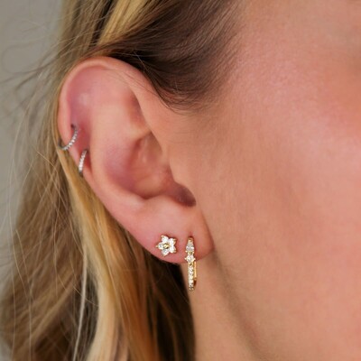 FotoEar Hook Pequeno Zircônia Detalhes Cristal