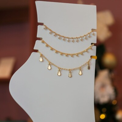 FotoTornozeleira Corrente Bolinhas Penduradas