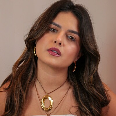 FotoColar Fio Marrom Pingente Oval Vazado