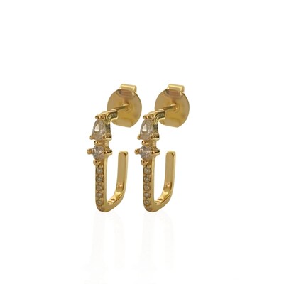 Foto Ear Hook Pequeno Zircônia Detalhes Cristal