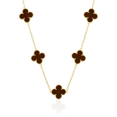 Foto Colar Trevo Esmaltado Marrom