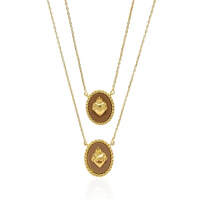 Foto Escapulário Sagrado Coração Resinado Marrom