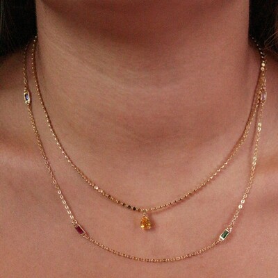 FotoChoker Bolinhas Soldadas Pingente Gota Citrino