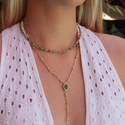 FotoChoker Mini Turquesa Com Ouro