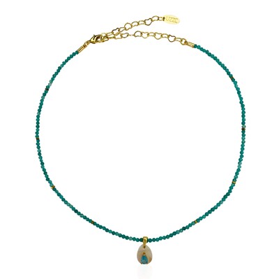 Foto Choker Cristais Turquesa Com Gota Madrepérola